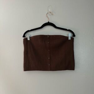 American Eagle Outfitters Brown Button-Up Tube Top